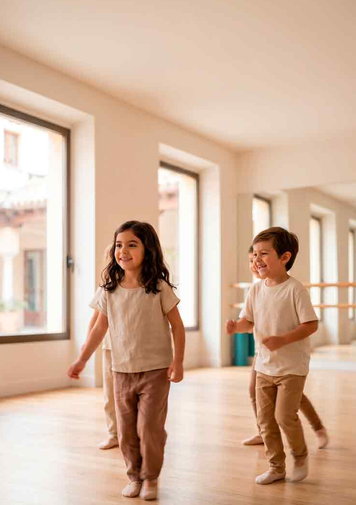 Dos niños bailando en una clase infantil de Inspir Studio en Felanitx